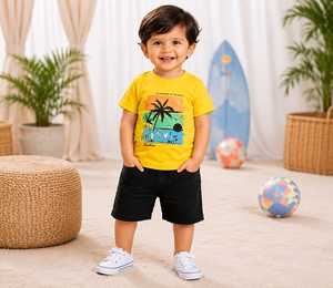 Conjunto de 2 Piezas de Ropa de Uso Diario para Niños Pequeños, Conjunto de Pantalones Cortos de Algodón y Camiseta de Manga Corta - Product Image 6