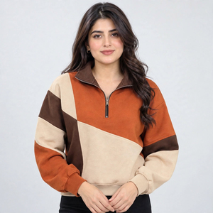 Sweat-shirt demi-zip pour femme de haute qualité, en tissu polaire doux premium, col au design moderne, coupe décontractée, vêtements personnalisés, vente en gros OEM - Product Image 1