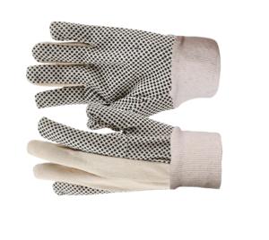 Guantes de algodón punteados de PVC XL de 10oz al por mayor tela de taladro antideslizante, seguro para alimentos, logotipo personalizado, protección laboral industrial - Product Image 2