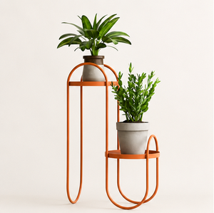 2-Tier Metal Plant Stand Powder Coated Wrought Iron Flower <b>Pot</b> <b>Holder</b> for Indoor Outdoor Balcony Living Room Garden Decor - Product Image 1