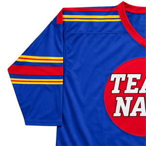 Maillot de hockey sur glace personnalisé bleu et rouge par sublimation, uniforme de hockey professionnel respirant pour homme, maillot de hockey athlétique - Product Image 4