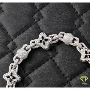 Pulsera de tenis de lujo clásica de oro rosa con eslabones de flor de diamantes cultivados en laboratorio, plata de ley 925, con diamantes VVS helados, aprobada por el probador, estilo Hip Hop - Product Image 6