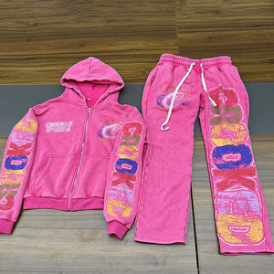 Econex Sports Survêtement Homme 2-en-1 Longueur Intégrale, Imprimé Lettres Rose Marine, Coupe-Vent Léger à Capuche, 100% Coton, Taille Élastique - Product Image 1