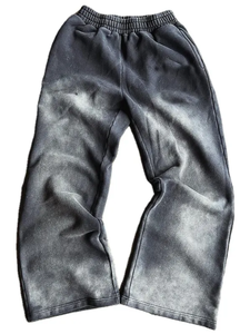 ZRROPS INDUSTRY Baggy Oversized Acid Wash Faded Charcoal <b>Grey</b> Streetwear <b>Leggings</b> 100% Cotton Anti-Wrinkle Autumn - Product Image 2