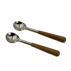 Juego de Cucharas para Helado Reutilizables con Mango de Madera, Juego de Cucharas de Acero Inoxidable para Restaurantes, Bodas y Fiestas - Product Image 3
