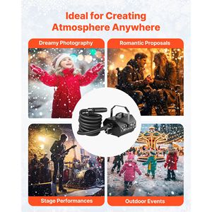 Macchina per Neve Portatile Super Silenziosa da 1300W, Generatore di Fiocchi di Neve per Interni/Esterni con Telecomando Wireless e Fonte di Alimentazione da 2000W - Product Image 6