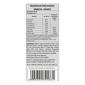 Bebida de Fresa y Albahaca Patanjali, Extracto Herbal Líquido, Fuente de Vitamina C, Bajo en Sodio, en Botella, Para Todas las Estaciones, Grado Alimenticio - Product Image 2