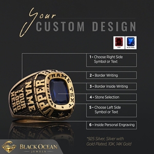 Bague d'École BOJ 033 Personnalisée en Argent et Diamant, Bague de Diplôme Universitaire Unisexe, Cadeau pour Fêtes et Occasions Spéciales, Prix Bas - Product Image 4