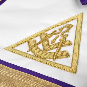 Tablier de Cérémonie Ancien Conseil des Maîtres avec Bordures Dorées et Broderie Machine Violette - Product Image 5