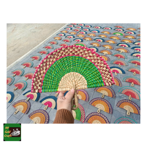 Éventail en jonc de mer fait main, en paille, idéal pour les souvenirs d'événements tropicaux, origine Vietnam, export direct usine - Product Image 1