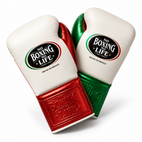 Özel Tasarım MMA ONEMAX Nefes Alabilen No Boxing No Life Sığır Derisi Bağcıklı Antrenman Boks Eldivenleri Kırmızı Beyaz Yeşil