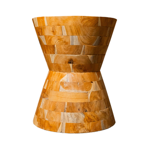 Table d'appoint ARTERRA Luxury Hourglass, style rustique, motif grain naturel, meubles de salon, teck fait main - Product Image 1