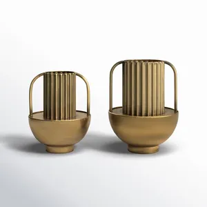 Jarrón de Flores de Hierro con Baño de Oro de Primera Calidad, Diseño Costero, Decoración de Mesa Ecológica y de Lujo para el Hogar, para Navidad, Zahid Exports - Product Image 1
