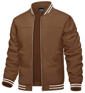Blouson Bomber Homme Décontracté Léger Enduit avec Fermeture Éclair Brodé Coupe Ajustée Haute Qualité Fabrication OEM Faible MOQ Usine - Product Image 1