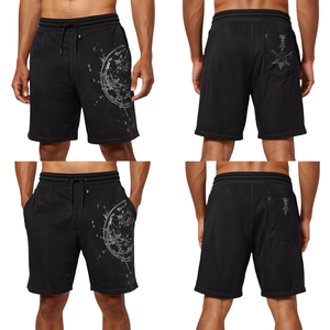 Pantalones Cortos de Felpa Francesa con Lavado Ácido y Diseño Gráfico Orbit para Hombre, Precio de Mayoreo en Oferta - Product Image 1