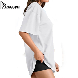 Camiseta Corta Holgada de Alta Calidad para Mujer, Estilo Deportivo, Color Blanco Sólido, Camisetas de Calidad al por Mayor - Product Image 2