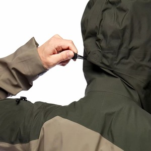 Chaqueta cortavientos impermeable para hombre, para esquí y snowboard, color verde oliva, gris taupe, con bloques de color, con capucha, ligera, Gore-Tex - Product Image 2