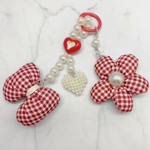 Adorable colgante de tela a cuadros, colgante clásico con lazo y flor, colgante con corazón de perlas y cuentas, colgante para uso diario para mayores de 14 años. - Product Image 2