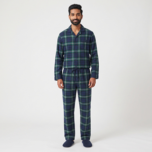 Men's Winter Flannel <b>NIght</b> Suit Men Drawstring Waist ButtOn Up Breathable Casual 100% Cotton Home Wear <b>Night</b> Suit Pajama Set - Product Image 1