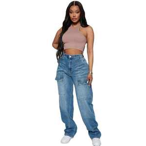 Vaqueros de mujer súper holgados con pliegues, corte cónico, transpirables, de tiro medio, lavado vintage, negros, estilo casual, pantalones de mezclilla para mujer - Product Image 6