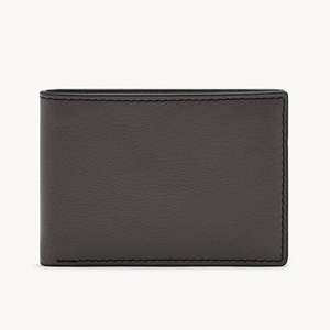 Cartera Bifold de Cuero Negro para Hombre, Tarjetero Delgado, Estuche para Pasaporte de Viaje - Product Image 1
