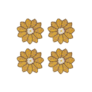 Most Precious <b>Beaded</b> <b>Coaster</b> Floral Shape Multi-color Design Hand Embroidered Needlework by Skilled Artisans <b>Beaded</b> <b>Coaster</b> Sets - Product Image 2