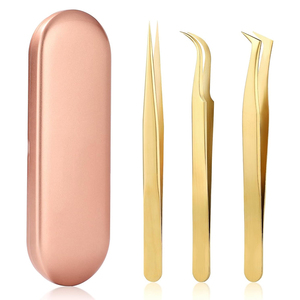 Pinces à cils professionnelles de couleur personnalisée, outils de précision dorés pour extensions de cils, fabrication de haute qualité, outils de beauté - Product Image 1