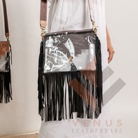 Haute qualité 100% cuir véritable femmes sac à bandoulière ensemble outillé sac transparent avec portefeuilles assortis pour sculpture outillage sacs à bandoulière