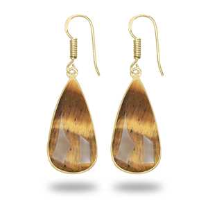 Exquisitos Pendientes de Cristal Natural Ojo de Tigre Chapados en Oro de 18K, Joyería Romántica Única para Mujer, Venta al por Mayor de Piedras Naturales - Product Image 4