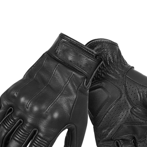 Gants de moto en cuir perforé noir, style moto, avec protection des doigts et des phalanges, sangle de poignet réglable, vente en gros OEM - Product Image 3