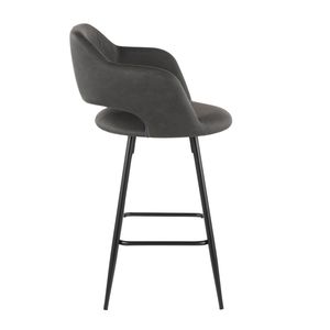 Set di 2 Sgabelli da Bancone Contemporanei Margarite in Metallo Nero e Ecopelle Grigia con Poggiapiedi - Product Image 3
