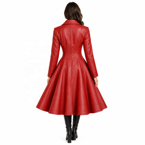 Manteau en cuir véritable pour femmes |   Bleu Noir Rouge |   Fabricant OEM ODM |   Conception de qualité supérieure |   Vêtements en cuir | - Product Image 2