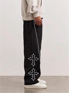 Nouveau style tendance 2026 : Pantalon de survêtement classique pour homme, imprimé étoiles sur le bas, doublé, taille élastique épaisse, couleur unie - Product Image 4