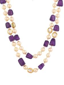 <b>Pearl</b> <b>Necklace</b> and Earring <b>Set</b> for Women & Girls Traditional Layered Rani Haar Silver Plated Brass Wedding Jewelry Party Fashion - Product Image 2