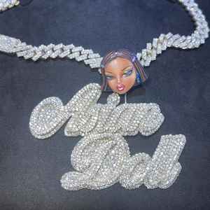 Custom Handmade Asian Doll Name Sign Moissanite Luxury Iced Pendant Hip Hop Bling Jewelry 925 <b>Silver</b> Custom <b>Initial</b> <b>Necklace</b> - Product Image 1