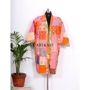 Kimono Kantha Vintage de Alta Calidad, Último Modelo Reversible, Chaquetas y Batas para Mujer, Venta al Por Mayor, Ropa Kantha Hecha a Mano de Longitud Media - Product Image 3