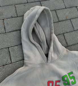 Sweat à capuche surdimensionné personnalisé 100% coton avec appliqué brodé, vêtements de mode automne, vente en gros directe d'usine - Product Image 3