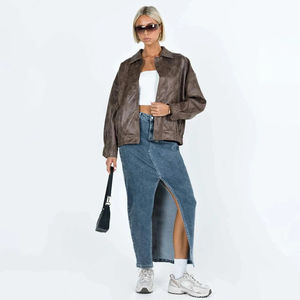 Ropa Elegante para Mujer, Chaqueta de Cuero Genuino Personalizada con Cremallera y Manga Larga para Invierno, Ropa de Oficina Suave, Chaquetas para Mujer - Product Image 3