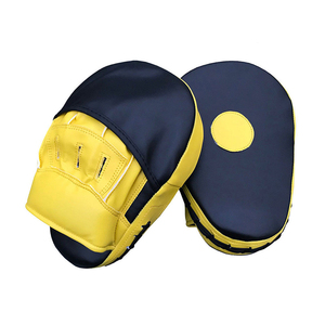 Guantes de Boxeo de Piel Sintética Amarillos y Azul Marino con Correas de Muñeca Ajustables, Equipo de Entrenamiento de Artes Marciales para Adultos - Product Image 1