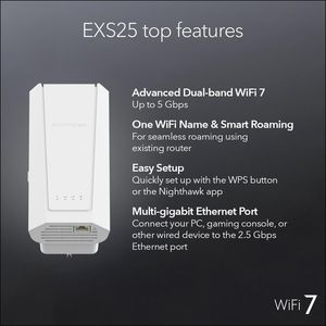BE5000 Dual-Band WiFi 7 <b>Range</b> Extender (EXS25) 1,500 Sq Wireless Signal Booster Repeater 5 Gbps Speed Communication Networking - Product Image 2