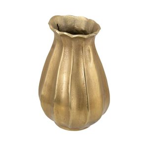 Jarrón de Aluminio Texturizado Dorado, Forma Orgánica de Calabaza, Jarrón Acanalado, Adornos Decorativos para el Hogar, Jarrón de Lujo para Floristería, Venta al Por Mayor - Product Image 1