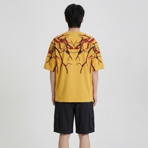 Camiseta de punto para hombre de alta calidad, personalizada, de algodón, oversize, con hombros caídos, estampada, cuello redondo, manga corta, estilo streetwear - Product Image 2