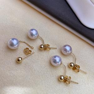 Boucles d'oreilles en or 18 carats avec perle noire de Tahiti de 10-11 mm, rondes, style luxe léger, bijoux polyvalents et tendance, légèrement imparfaits - Product Image 3