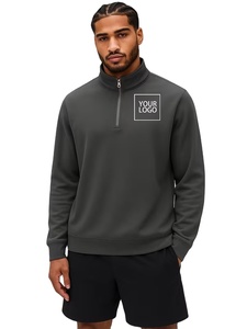 Customizable Men's Long-sleeved Winter Sports Sweatshirt Turn-down Collar 1/4 Zipper Design 100% Cotton Fleece Windproof - Product Image 2