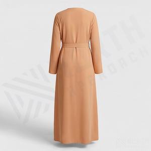 2025 OEM Kimono Abaya pour femmes musulmanes, en tissu polyester épais, doux et très extensible, col en V, manches longues, pour fêtes, Ramadan, mariages - Product Image 2