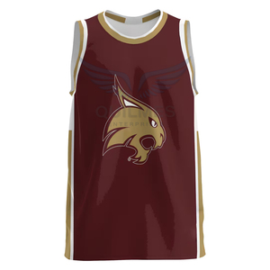 Camiseta de Baloncesto Sublimada de Alta Calidad de los Texas State Bobcats, Sin Mangas, Ligera, de Poliéster, Venta al Por Mayor para Equipos Universitarios - Product Image 5