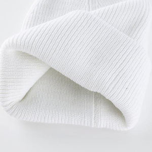 Bonnet en tricot blanc unisexe pour adulte, bonnet d'hiver décontracté, couleur unie, 100% acrylique, design côtelé, coupe confortable, 56-58 cm - Product Image 4