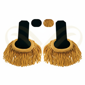 Épaulettes élégantes de haute qualité en or et noir avec franges pour équipement de défense personnelle et tenues cérémonielles - Product Image 5
