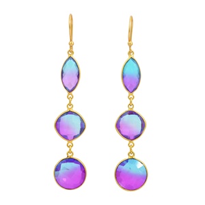 Haute qualité en gros classique multicolore Hydro Doublet pierre boucles d'oreilles longues plaqué or diamant perle fantaisie multi-taille goutte - Product Image 1