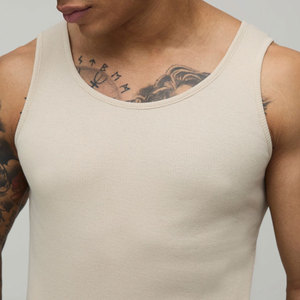 Muscle Athletic <b>Singlet</b> Men's <b>Running</b> Outdoor Fashion Blank Logo High Street Wholesale Ribbed Elastane Tank Top For Summer - Product Image 5